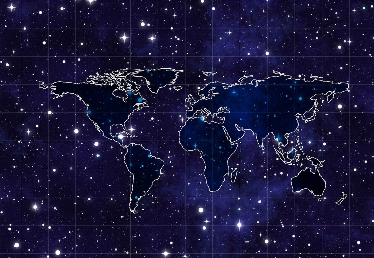 Map And Stars Wallpaper Mural - World Map Stars - HD Wallpaper 