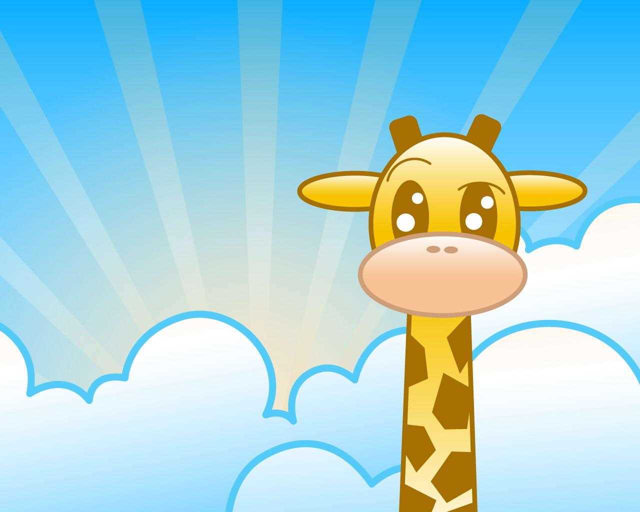 Blue Girly Wallpaper Images Free Download - Giraffe Wallpaper Cartoon - HD Wallpaper 