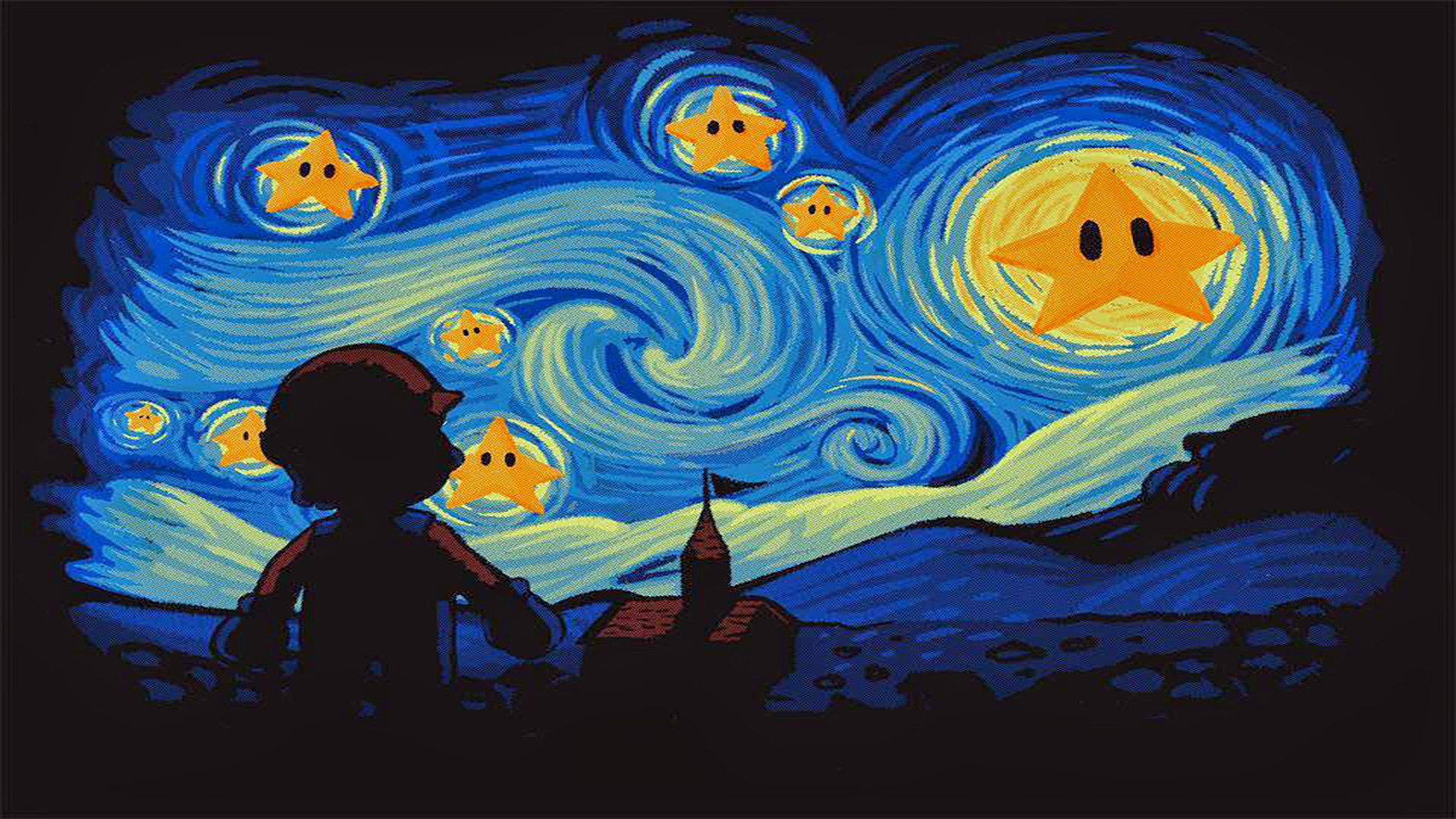 Super Mario Starry Night - HD Wallpaper 
