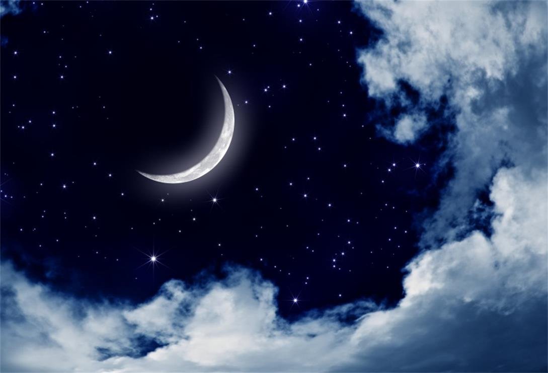 Crescent Moon Night Sky - HD Wallpaper 