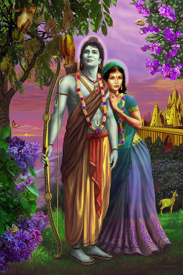 Rama And Sita Art - HD Wallpaper 