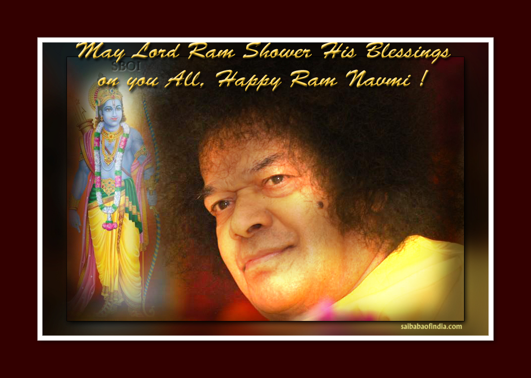 Sai Baba Theme Ramanavami Greeting Cards - Sathya Sai Baba Rama Navami - HD Wallpaper 
