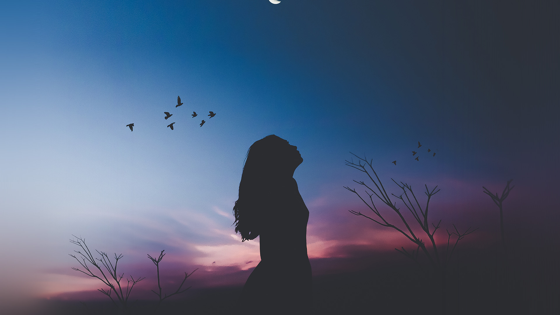 Girl In Night Sky - 1920x1080 Wallpaper Girl In Night Sky - 1920x1080 Wallpaper