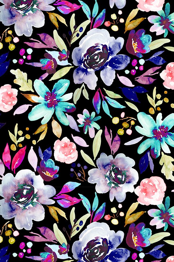 Floral Background Paint Black - HD Wallpaper 