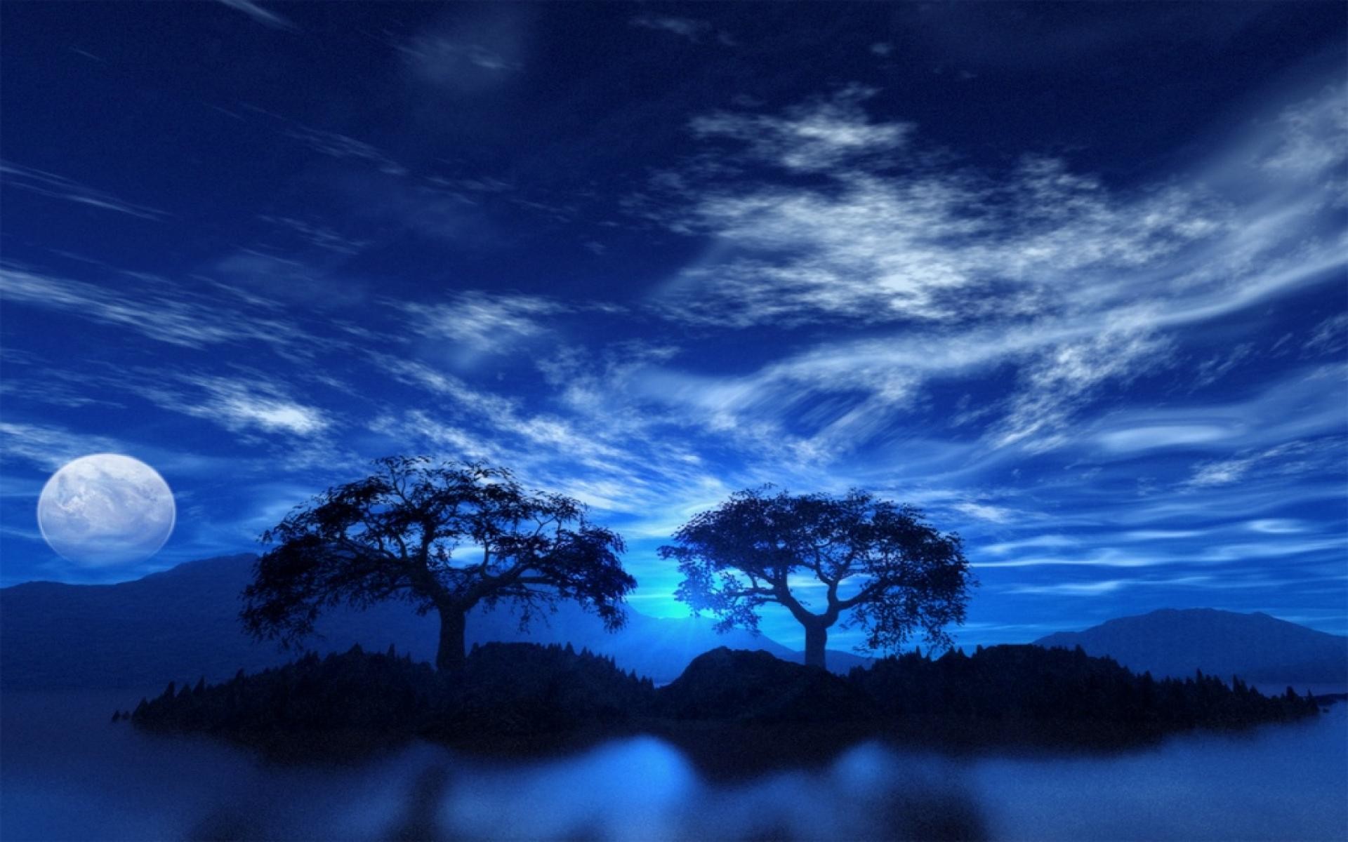 Beautiful Night Sky Images - Cool Blue Sky Background - HD Wallpaper 