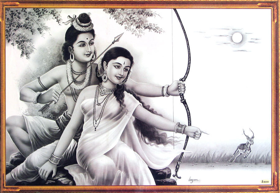 Ram 3d Wallpaper - Ram Sita Pencil Sketch - HD Wallpaper 