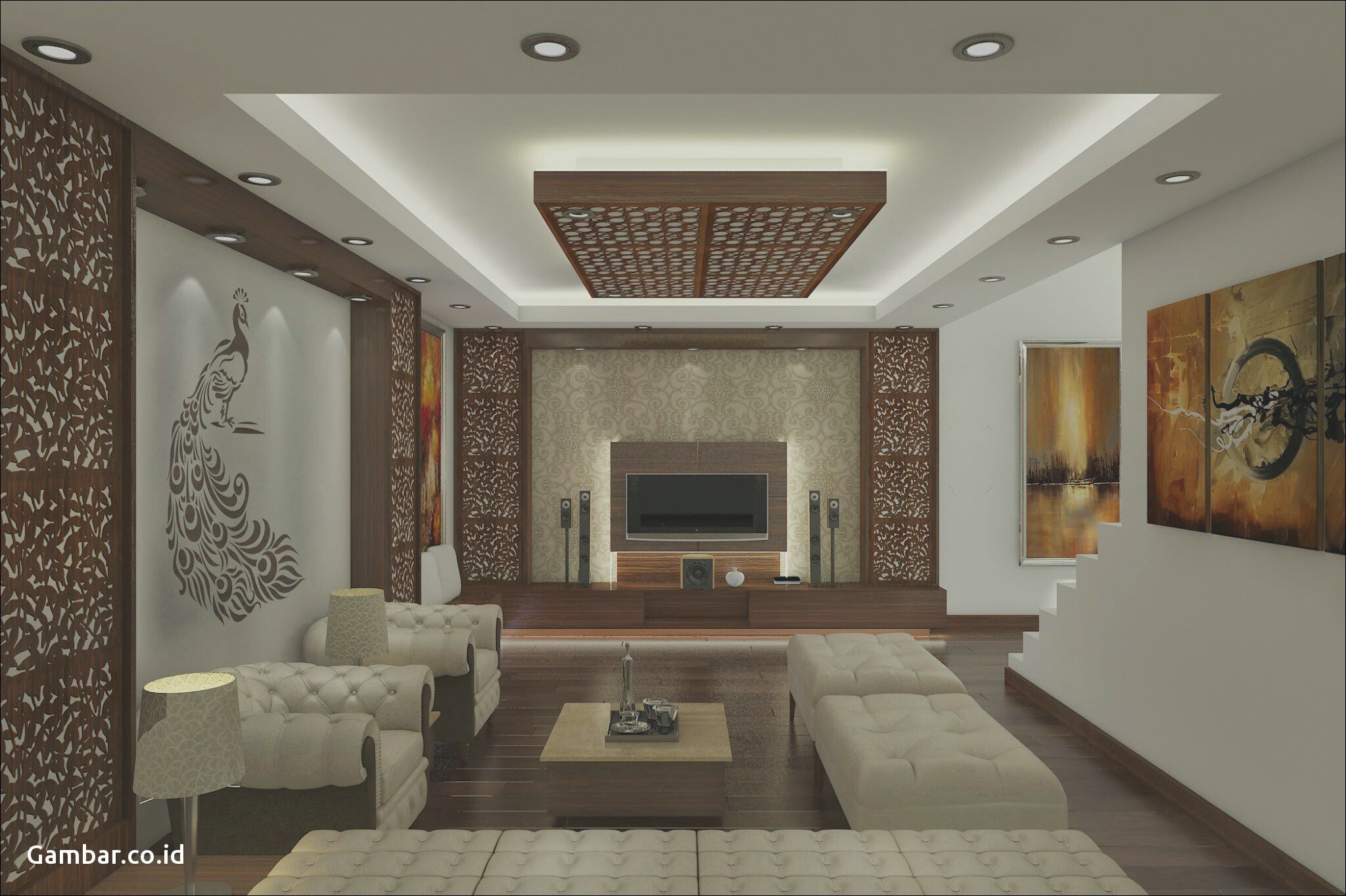 Living Room Drop Ceiling Design - HD Wallpaper 