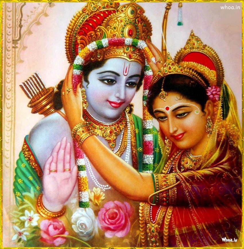 Lord Shree Ram And Mata Sita Wedding Wallpaper - Ram Seetha Images Hd -  850x869 Wallpaper 
