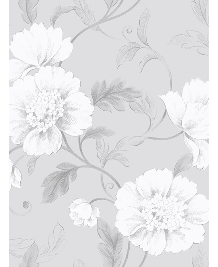 Gray Floral Wallpaper Null - Grey And White Flower - 765x937 Wallpaper -  