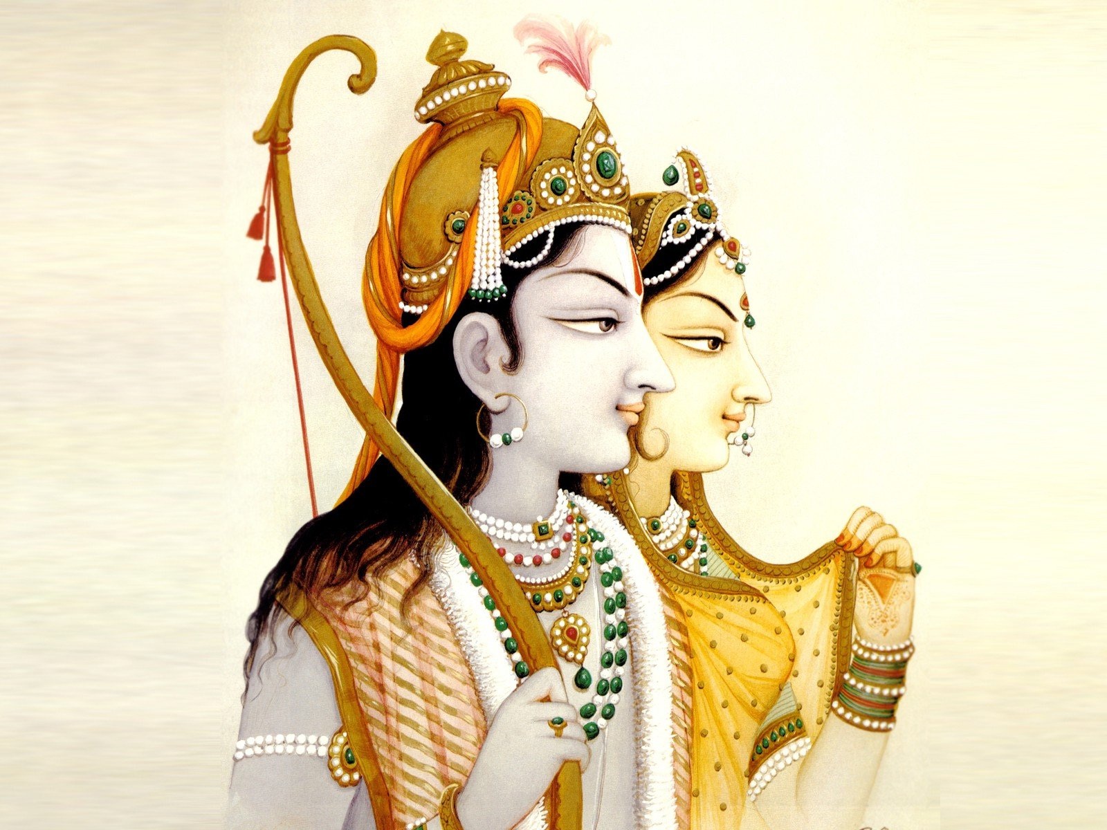 Lord Rama And Sita Paintings - HD Wallpaper 