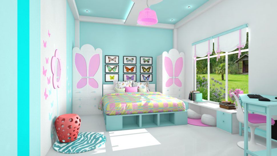 مدل رنگ اتاق خواب دخترانه - HD Wallpaper 