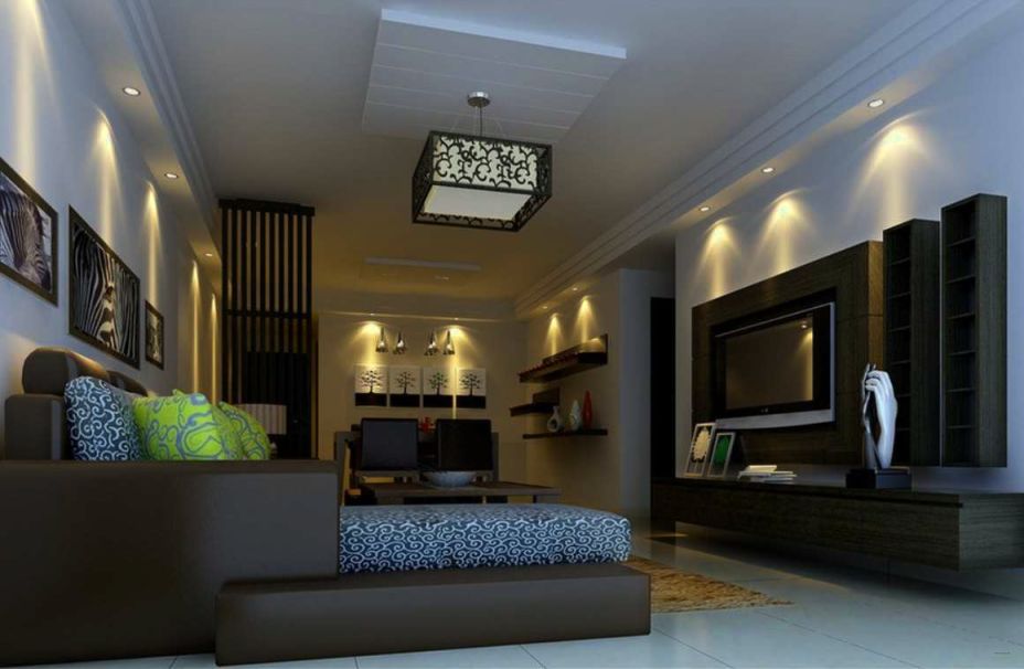 Model Lampu Rumah Minimalis - Living Room Ceiling Lighting - HD Wallpaper 