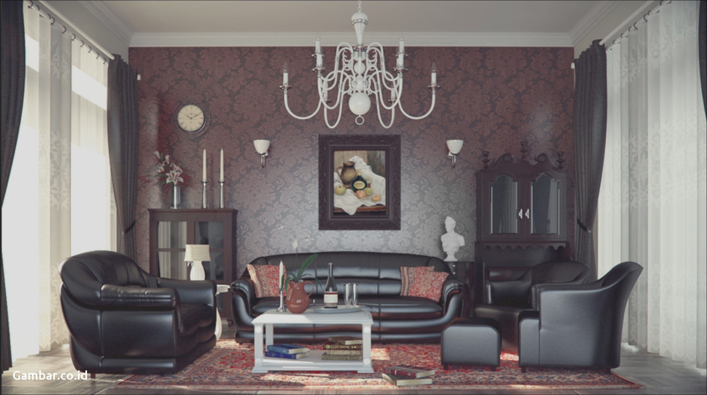 Elegant Dark Living Room - HD Wallpaper 