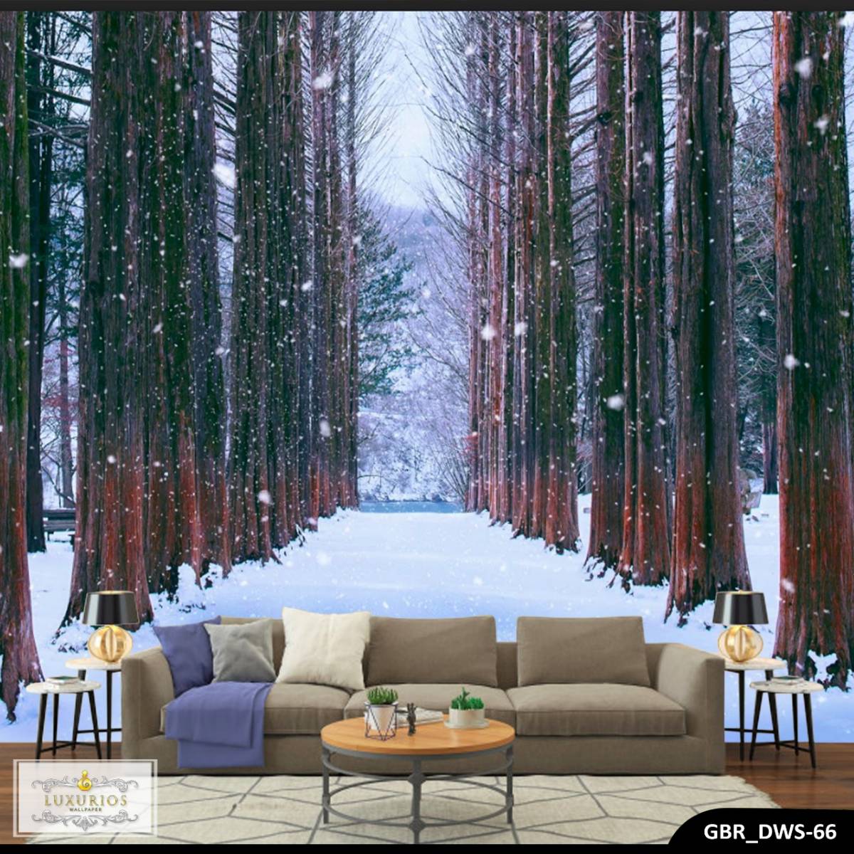 Wallpaper Custom Wallpaper 3d Wallpaper Dinding Pohon - Winter Pine Trees In A Row - HD Wallpaper 