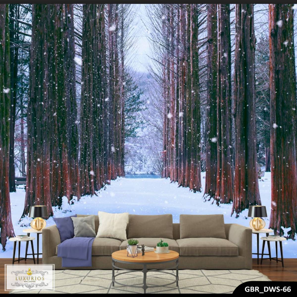 Wallpaper Custom Wallpaper 3d Wallpaper Dinding Pohon - Winter Pine ...