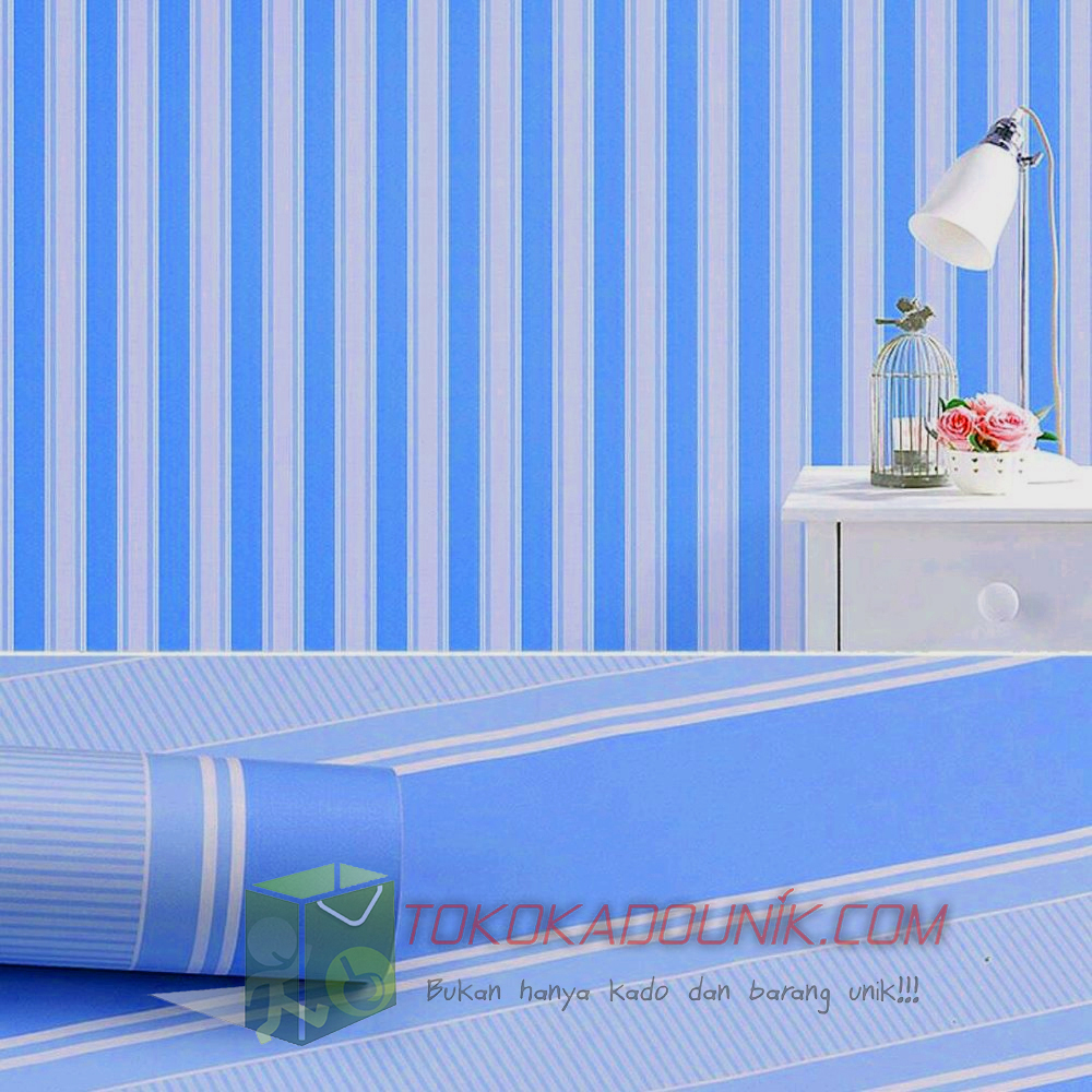 Wallpaper Sticker Dinding Minimalis Motif Ukuran 45cm - Dinding Warna Biru Putih - HD Wallpaper 