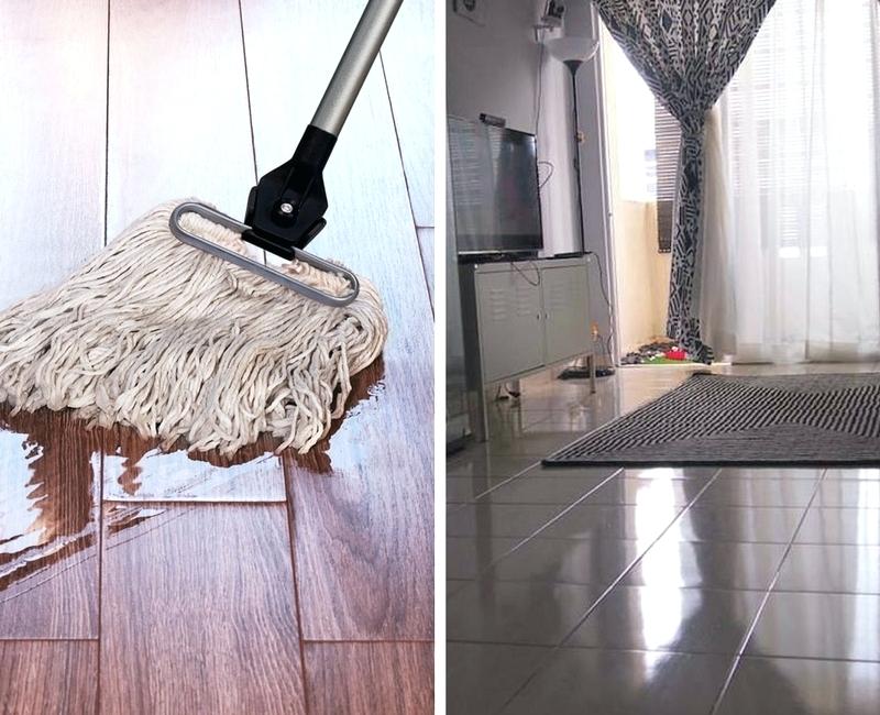 Luxury Mop For 11 Gambar Jubin Lantai Ruang Tamu - No Wax Vinyl Floor Polish Before And After - HD Wallpaper 