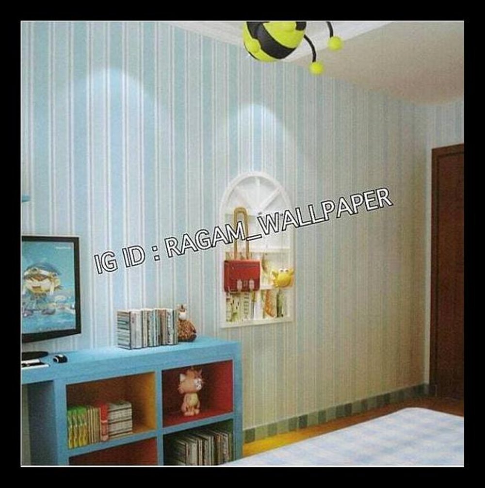 Murmer Wallpaper Dinding Kamar Tidur Motif Line Minimalis - 藍天 白雲 牆壁 - HD Wallpaper 