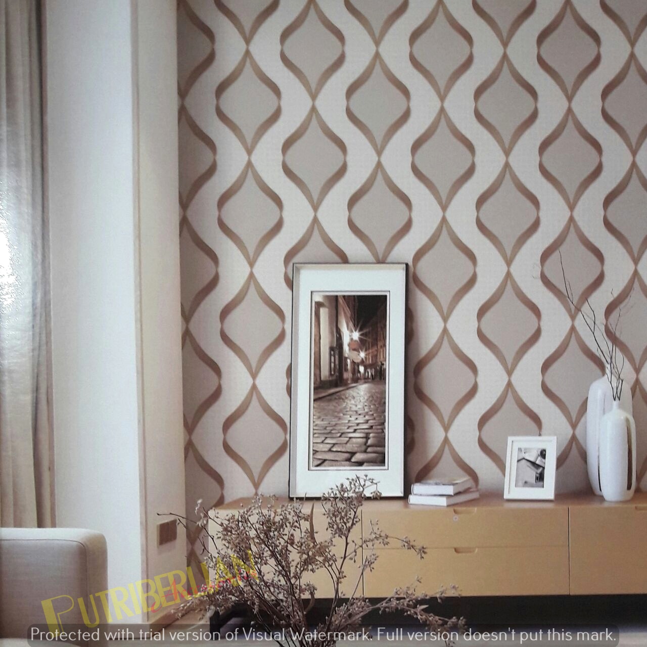 Wallpaper Ruang Kamar Minimalis Classic Elegant Olivia - Wall - HD Wallpaper 