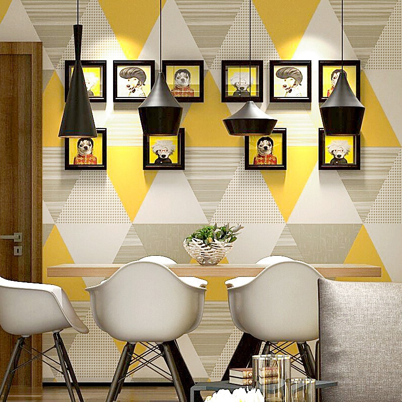 Yellow And Grey Geometric Wall - HD Wallpaper 