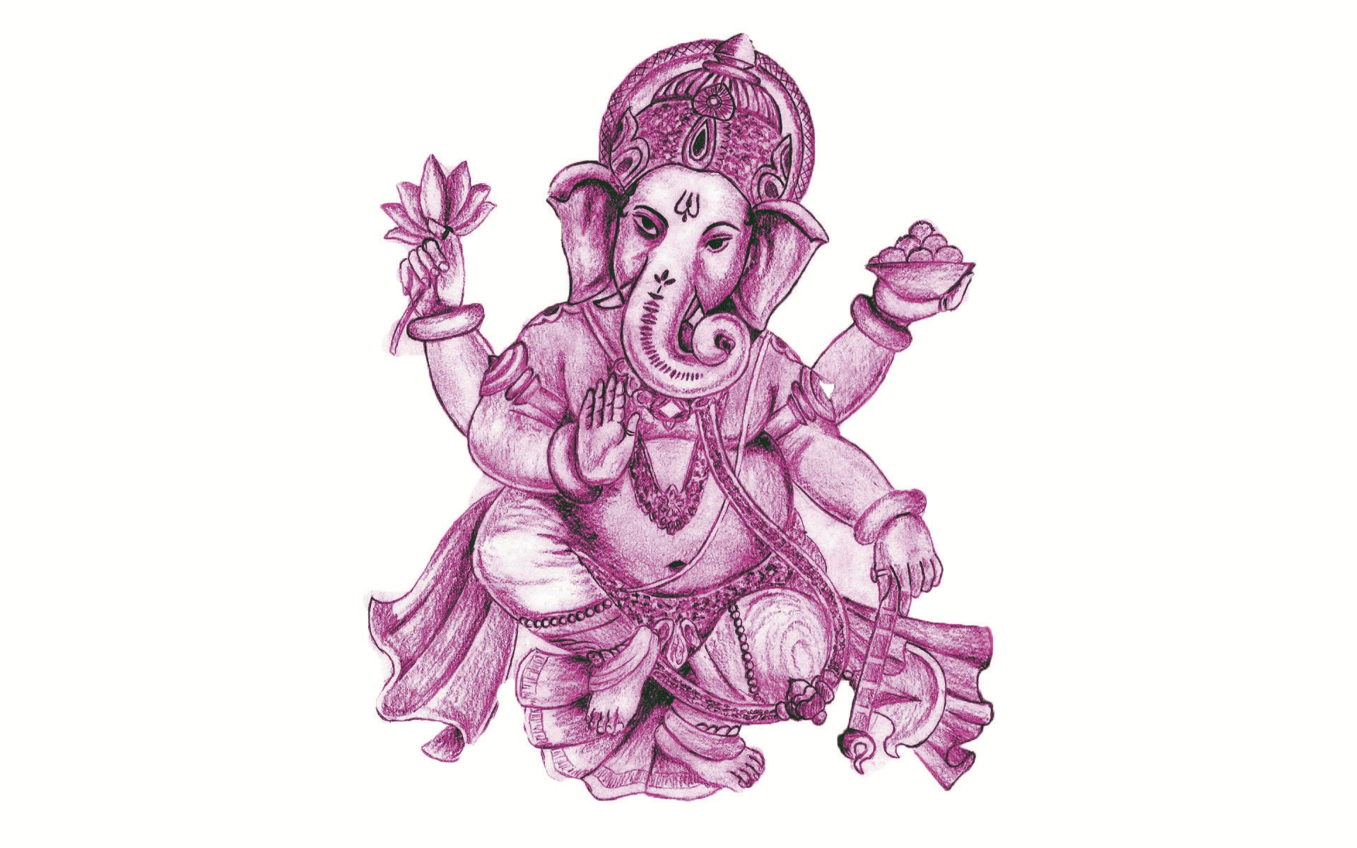 God Ganesh Drawing Beautiful Hd Wallpaper - Lord Ganesha Painting - HD Wallpaper 