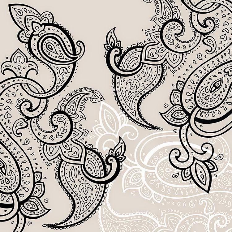 Ornament 3 Hand Drawn Paisley Ornament - Batik Hitam Putih Vector - HD Wallpaper 