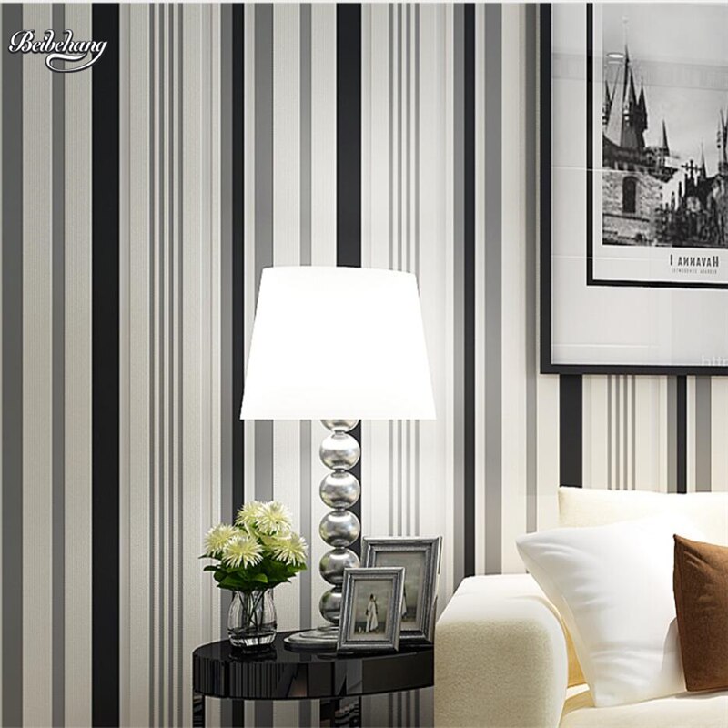Bedroom Design Stripe Black And White - HD Wallpaper 