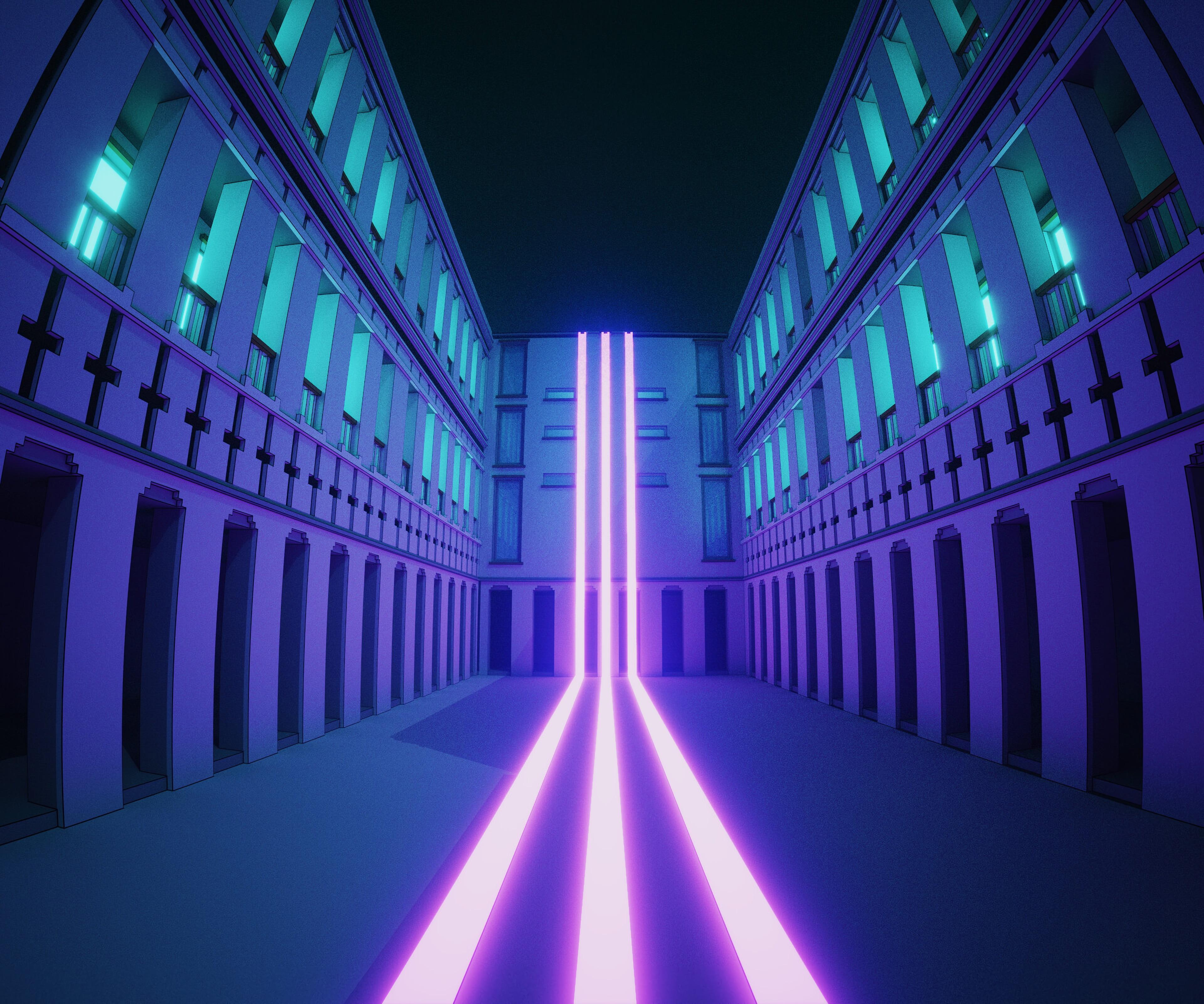 Bangunan, Garis, Neon, Garis-garis, Seni - Wallpaper - HD Wallpaper 