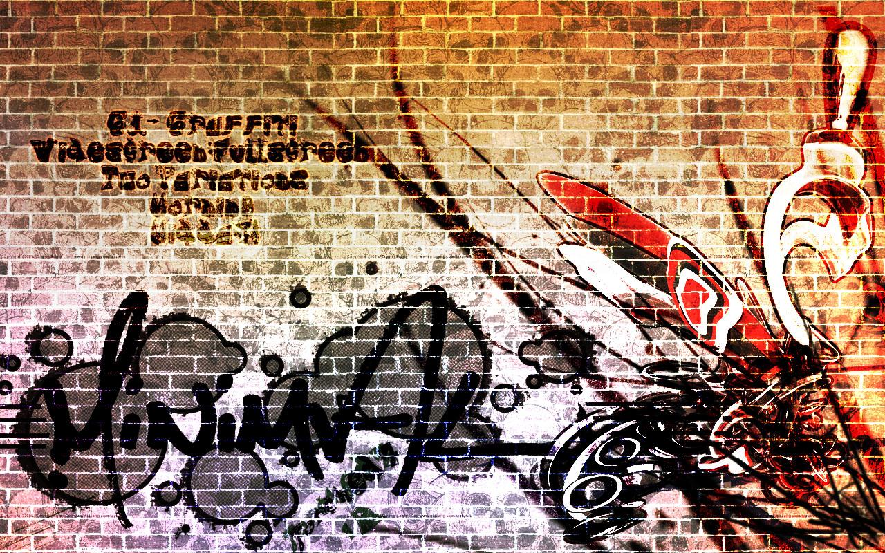Wallpaper Graffiti Di Dinding - Graffiti Brick Wall - HD Wallpaper 