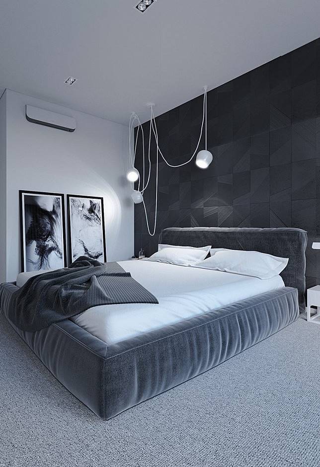 Minimalist Black And White Bedroom - HD Wallpaper 