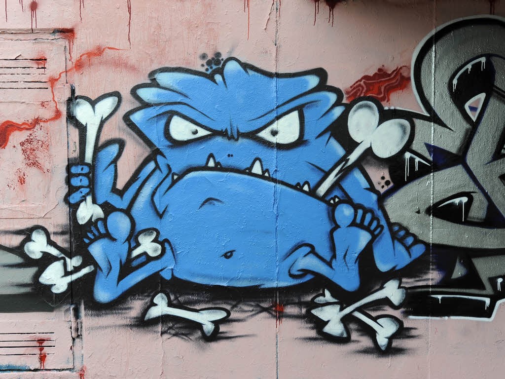 Razer Blue Graffiti Wallpapers - Gambaran Di Tembok Simple - HD Wallpaper 