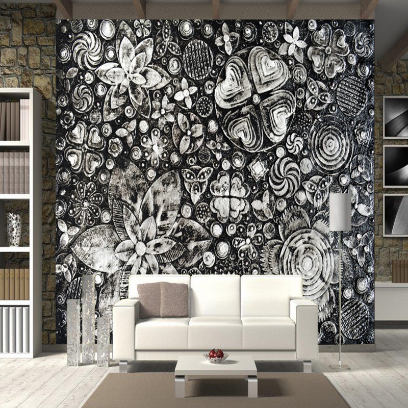Black And White Mural Painting - HD Wallpaper 