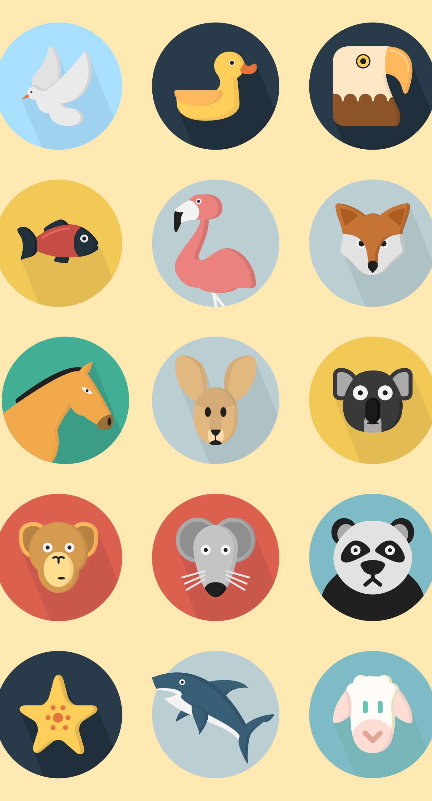 Wallpaper For Iphone - Free Flat Animal Icons - HD Wallpaper 