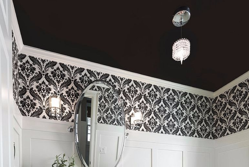 White Bathroom Black Ceiling - HD Wallpaper 