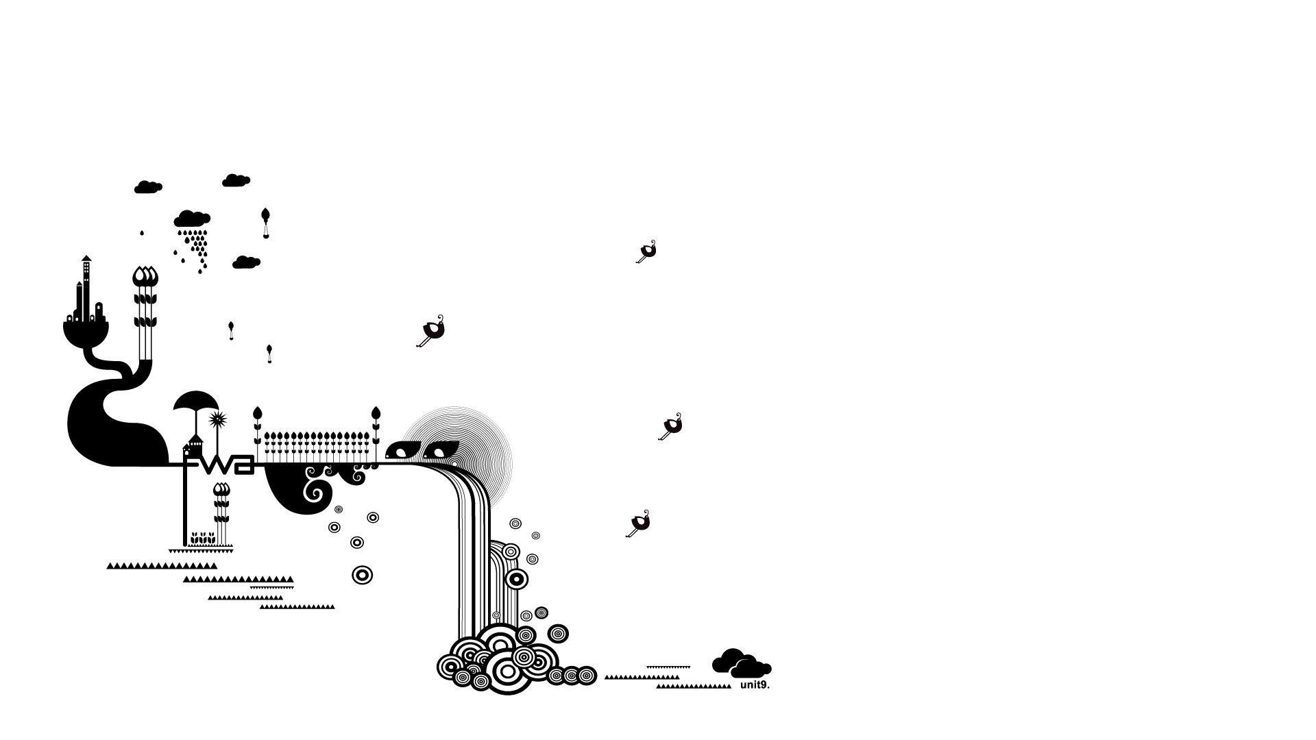 Wallpaper Waterfall, Fwa, White, Black, Abstract - White Design - HD Wallpaper 