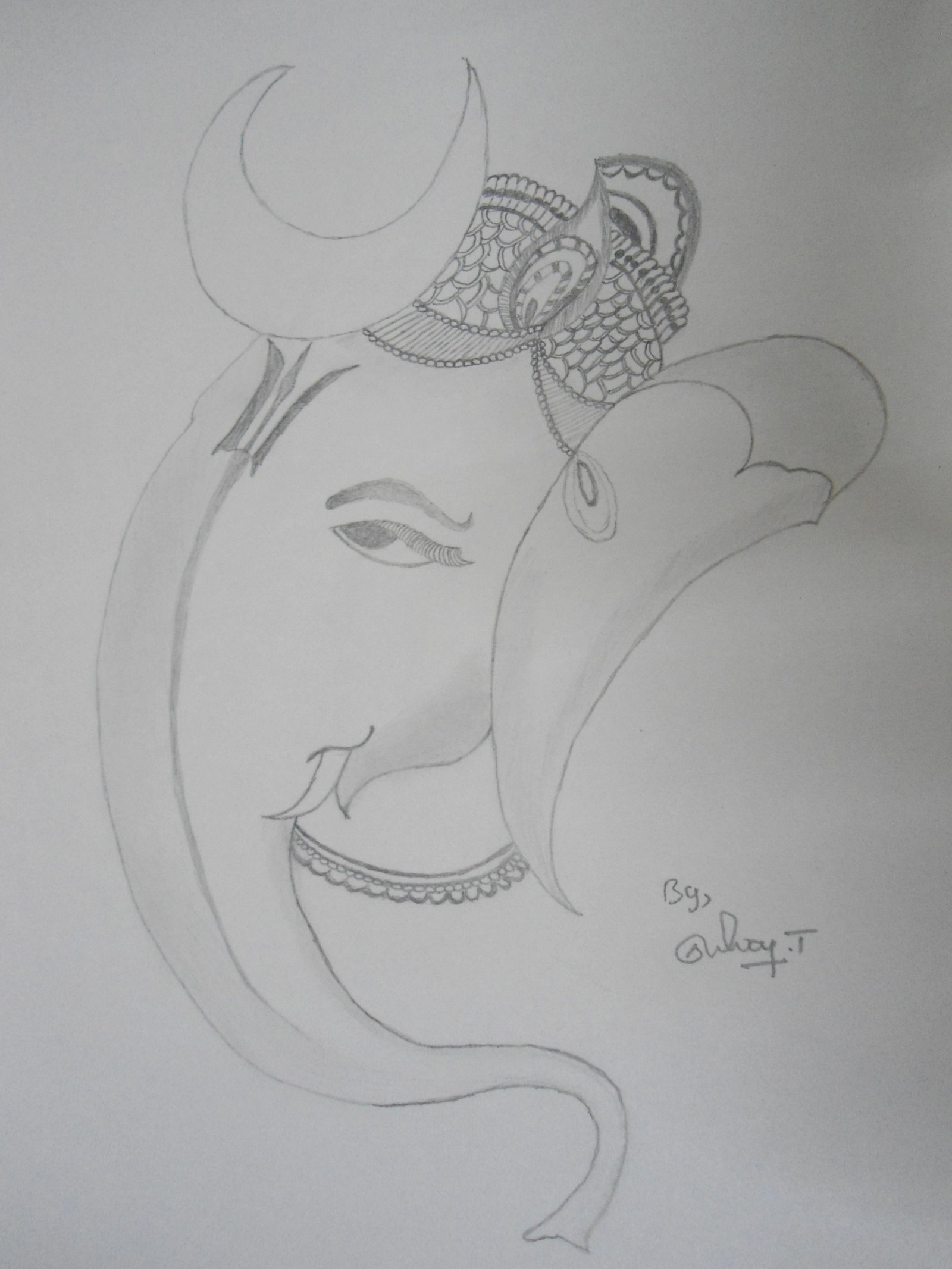 Lord Ganesha Sketch Ganapathi Pencil Drawings By Selvantamilmani - Drawing Sketch Of Ganesha - HD Wallpaper 