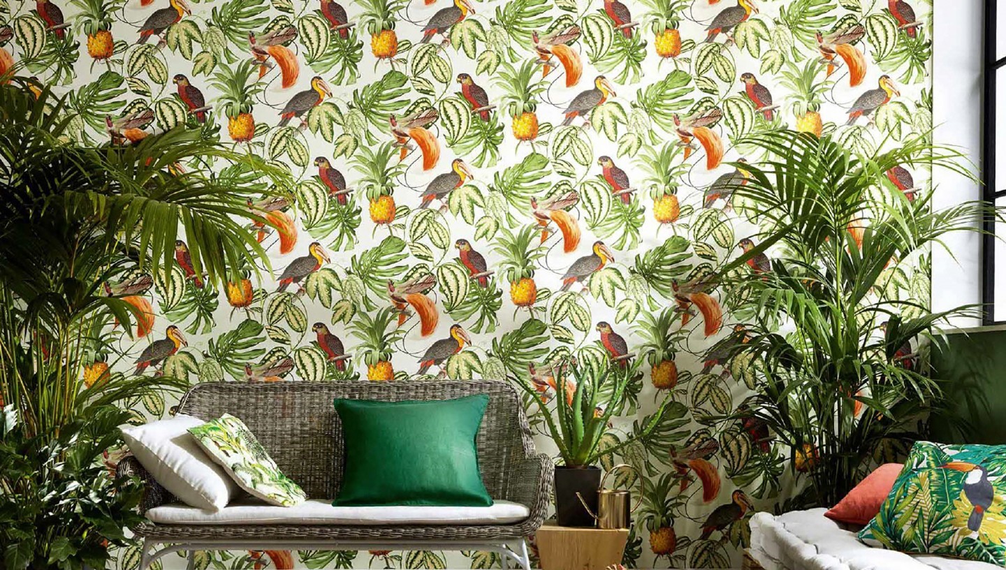 Botanische Tapetenmuster - Tropical Bird Wallpaper Uk - HD Wallpaper 