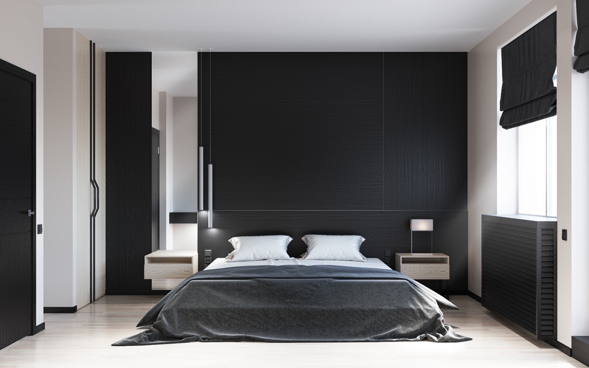 Bedroom Design Black And White - HD Wallpaper 