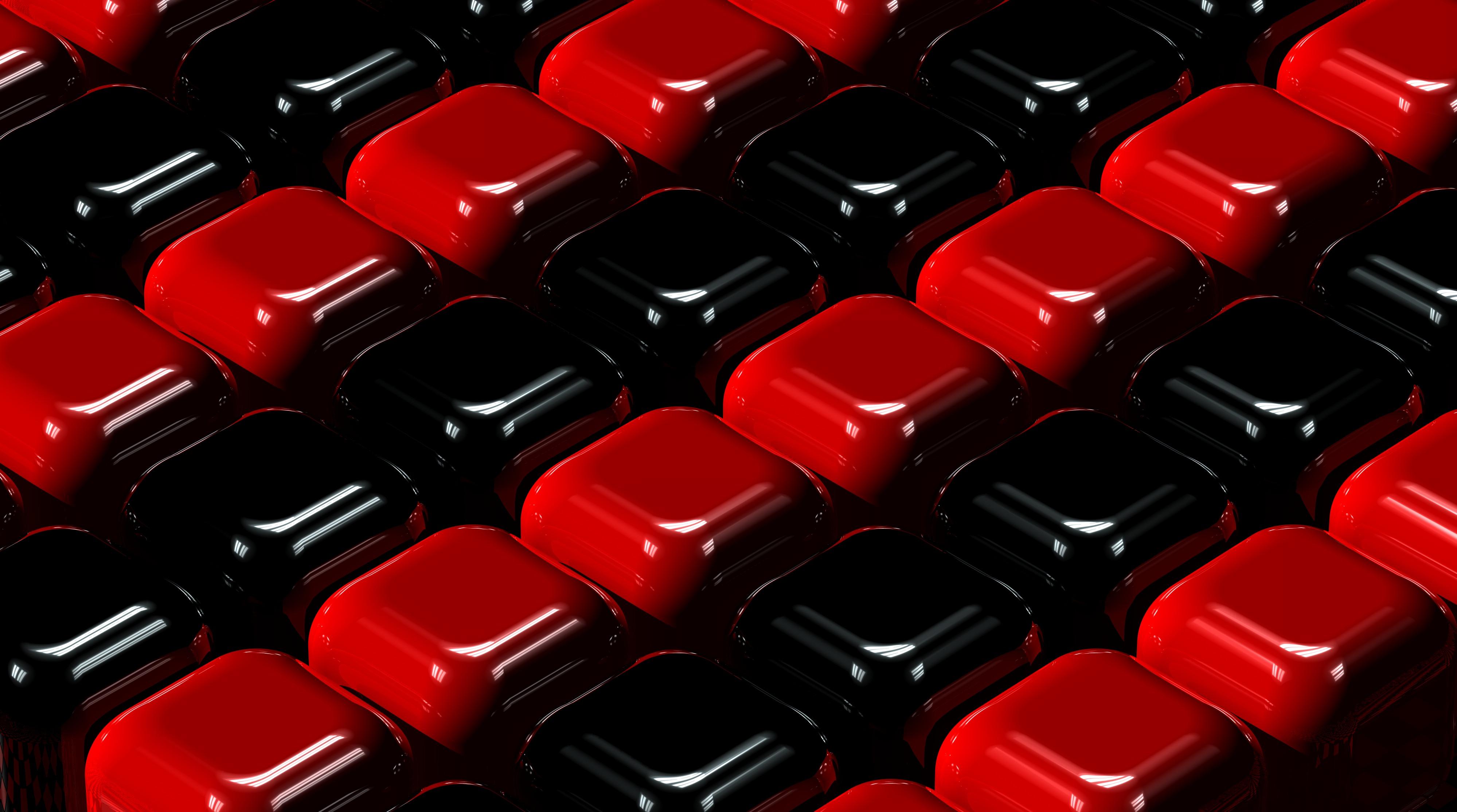 Kubus, Merah, Hitam, 3d - Red And Black 4k - HD Wallpaper 
