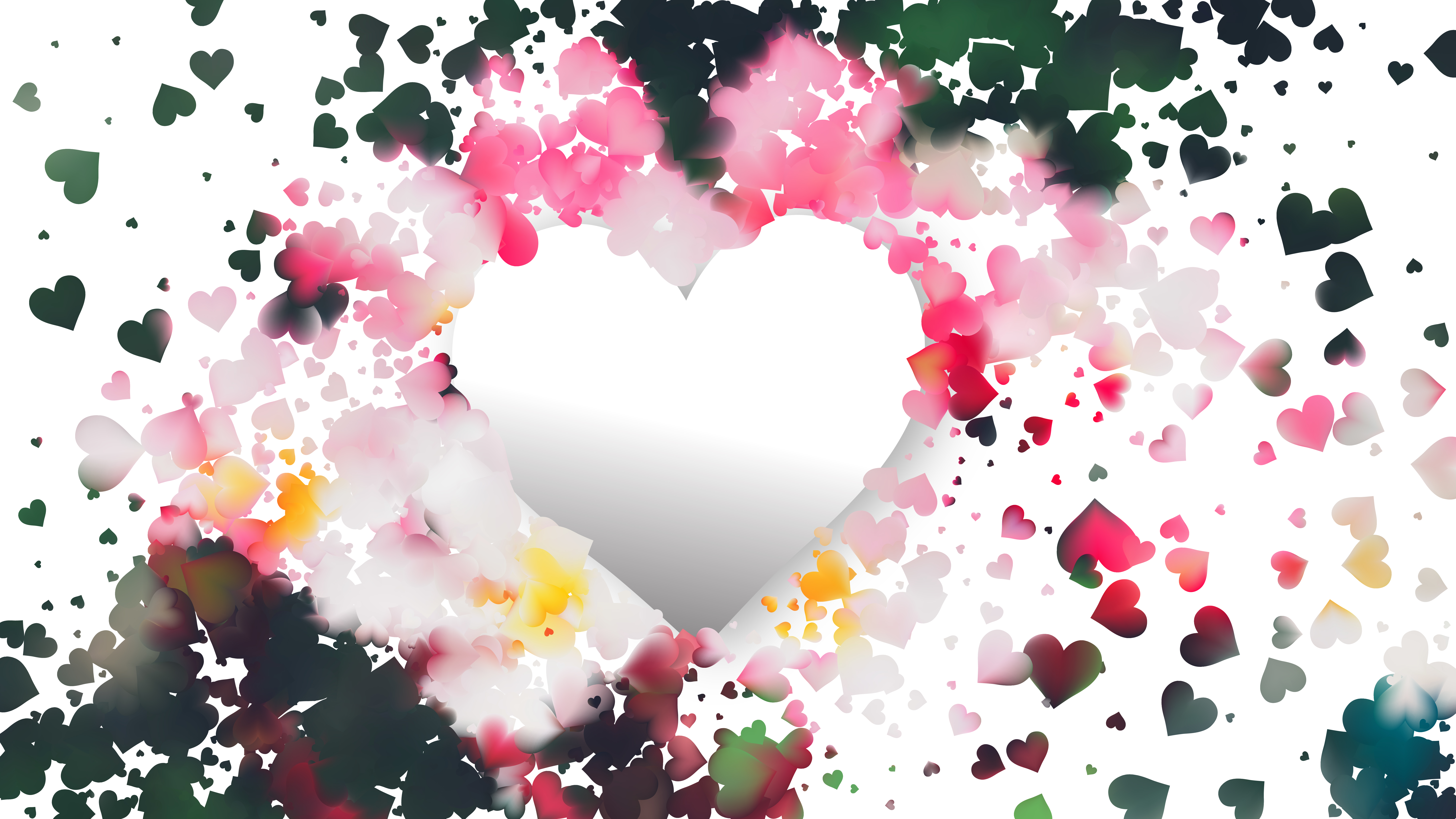 Pink And Green Heart Wallpaper Background Vector Art - Heart - HD Wallpaper 