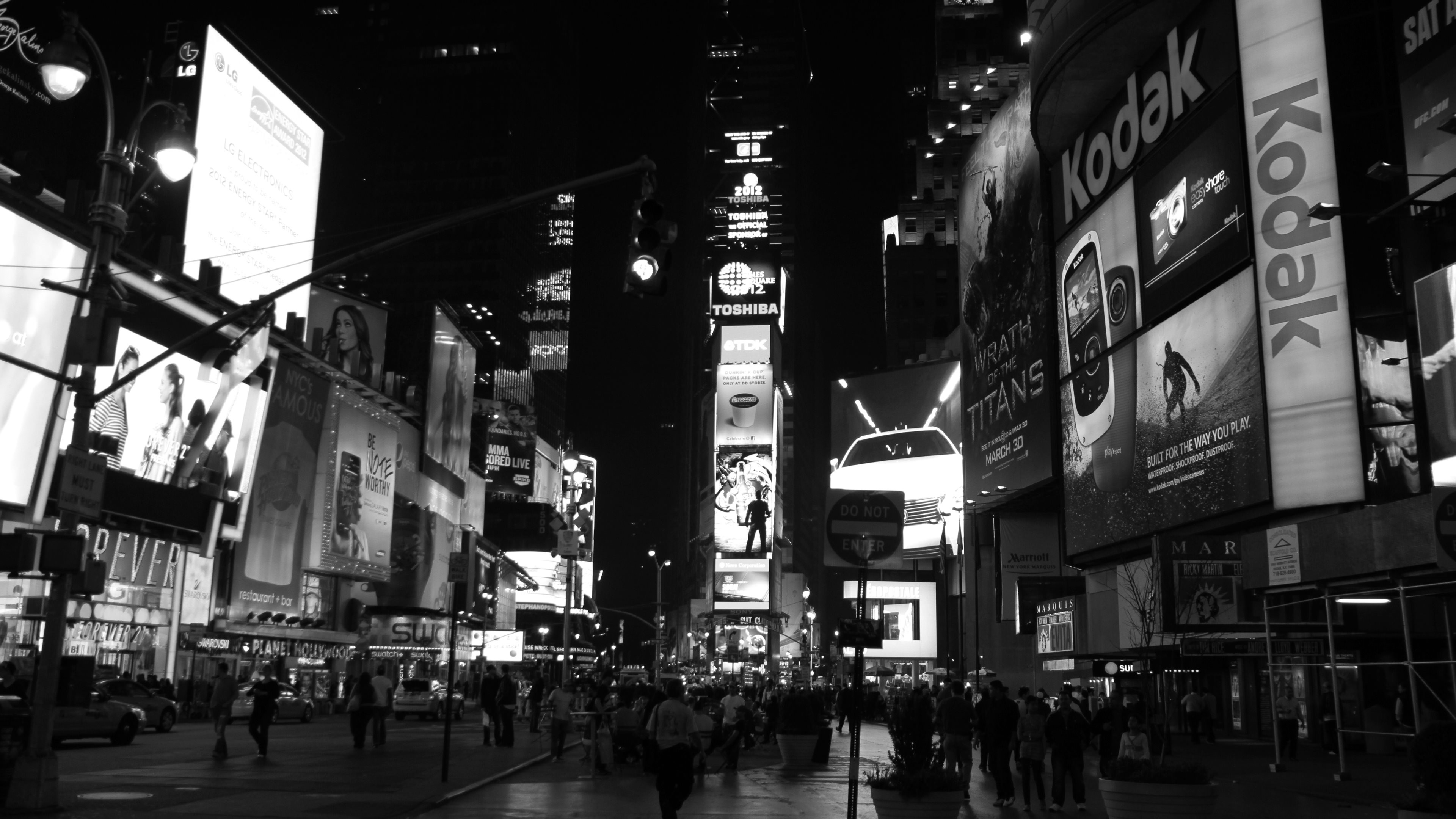 Black And White - Times Square - HD Wallpaper 