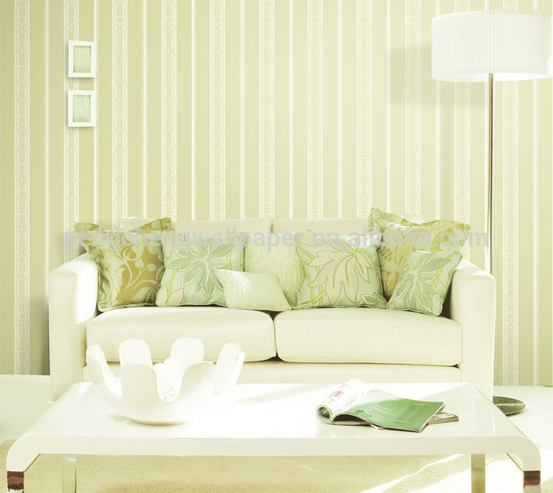 Pink Color Stripes Design Non-woven Wall Paper For - Dinding Hijau Muda - HD Wallpaper 