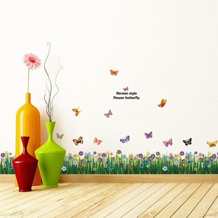Flower And Butterfly Wall Decal - HD Wallpaper 