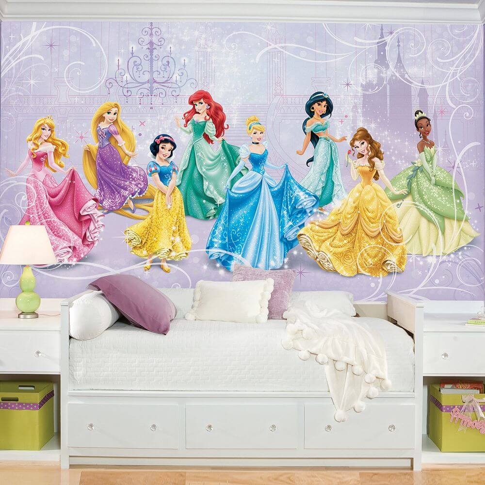 Wallpaper Tema Disney Untuk Dekorasi Cantik Kamar Tidur - Disney Princess Mural - HD Wallpaper 