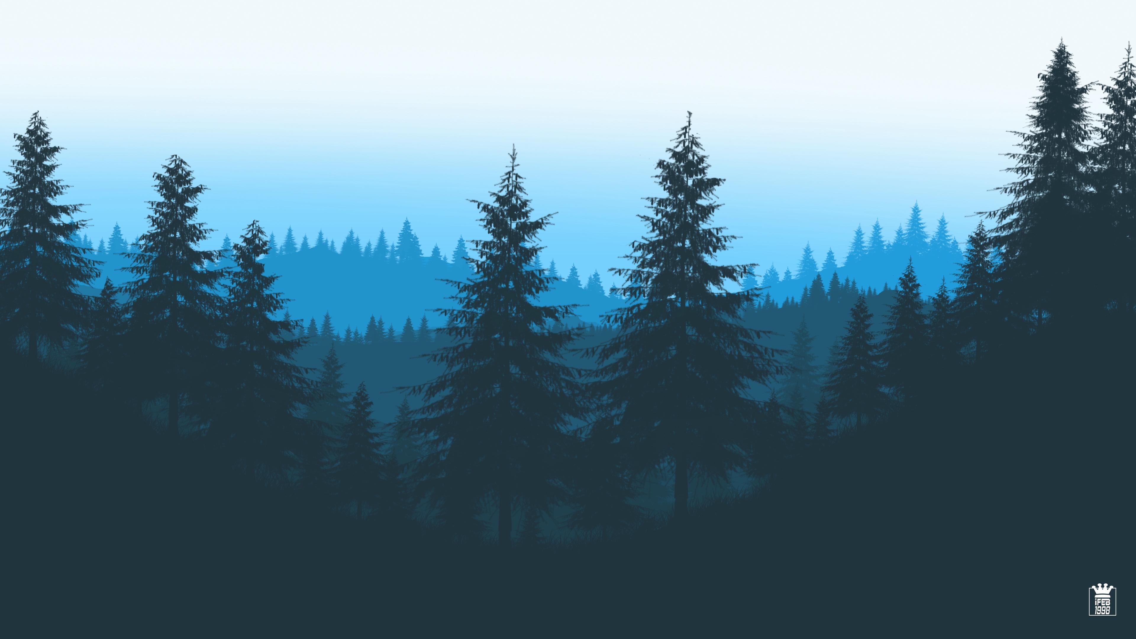 Forest, Trees, Mountains, Art, Vector - Forest Vector - HD Wallpaper 