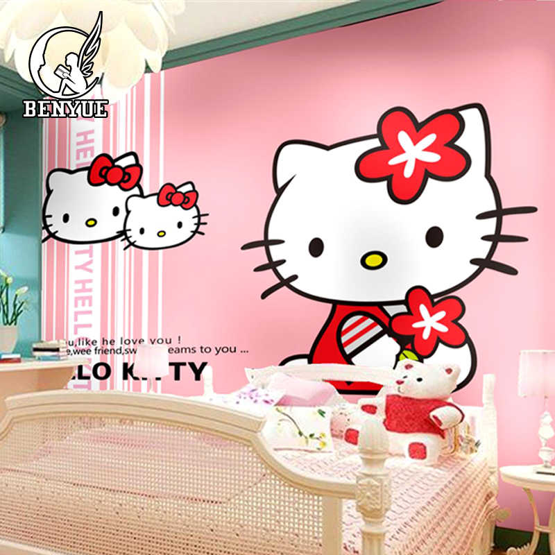 Free Shipping Custom Size Children S Room Hello Kitty - Hello Kitty - HD Wallpaper 