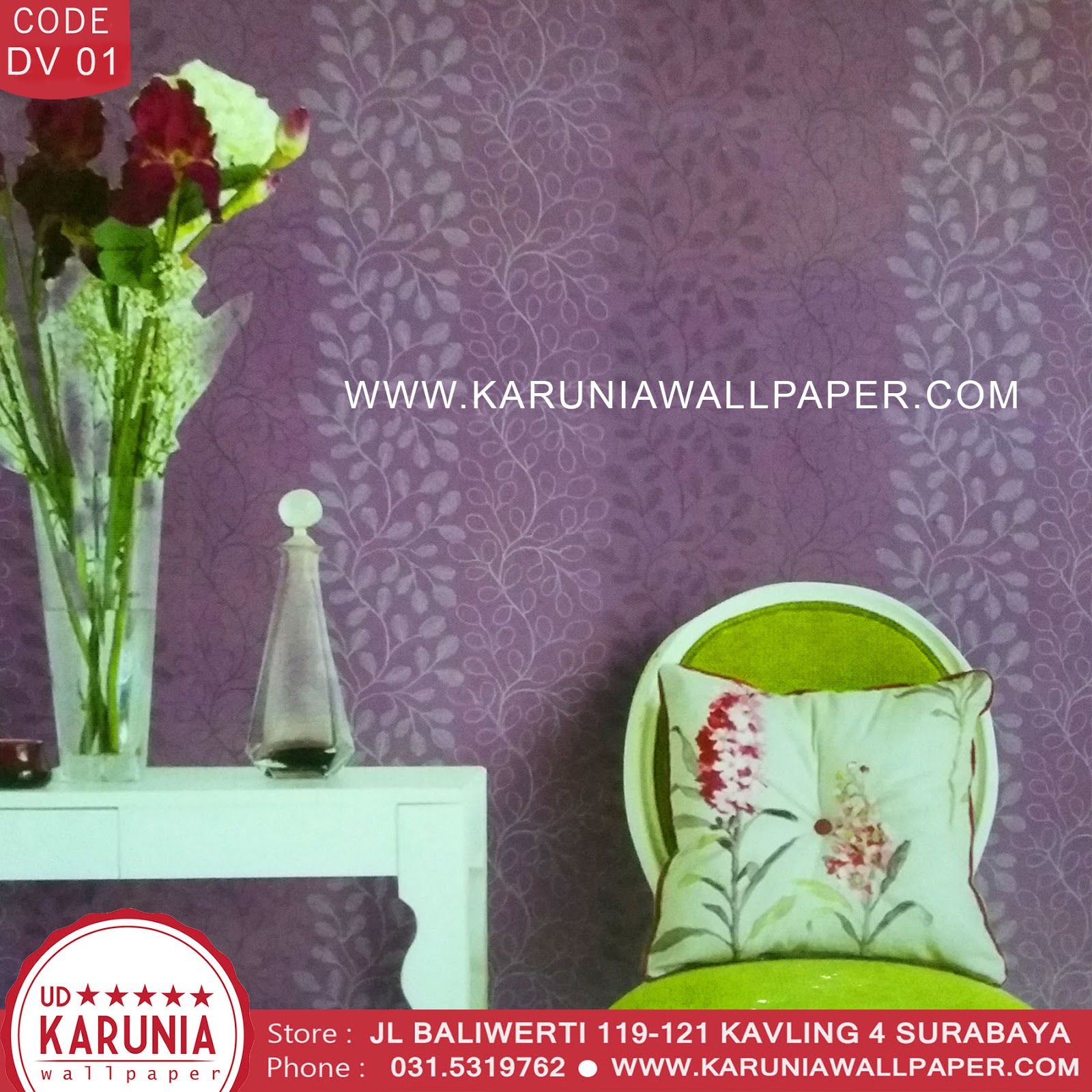 Jual Wallpaper  Dinding  Ungu Ud Karunia Wallpaper  