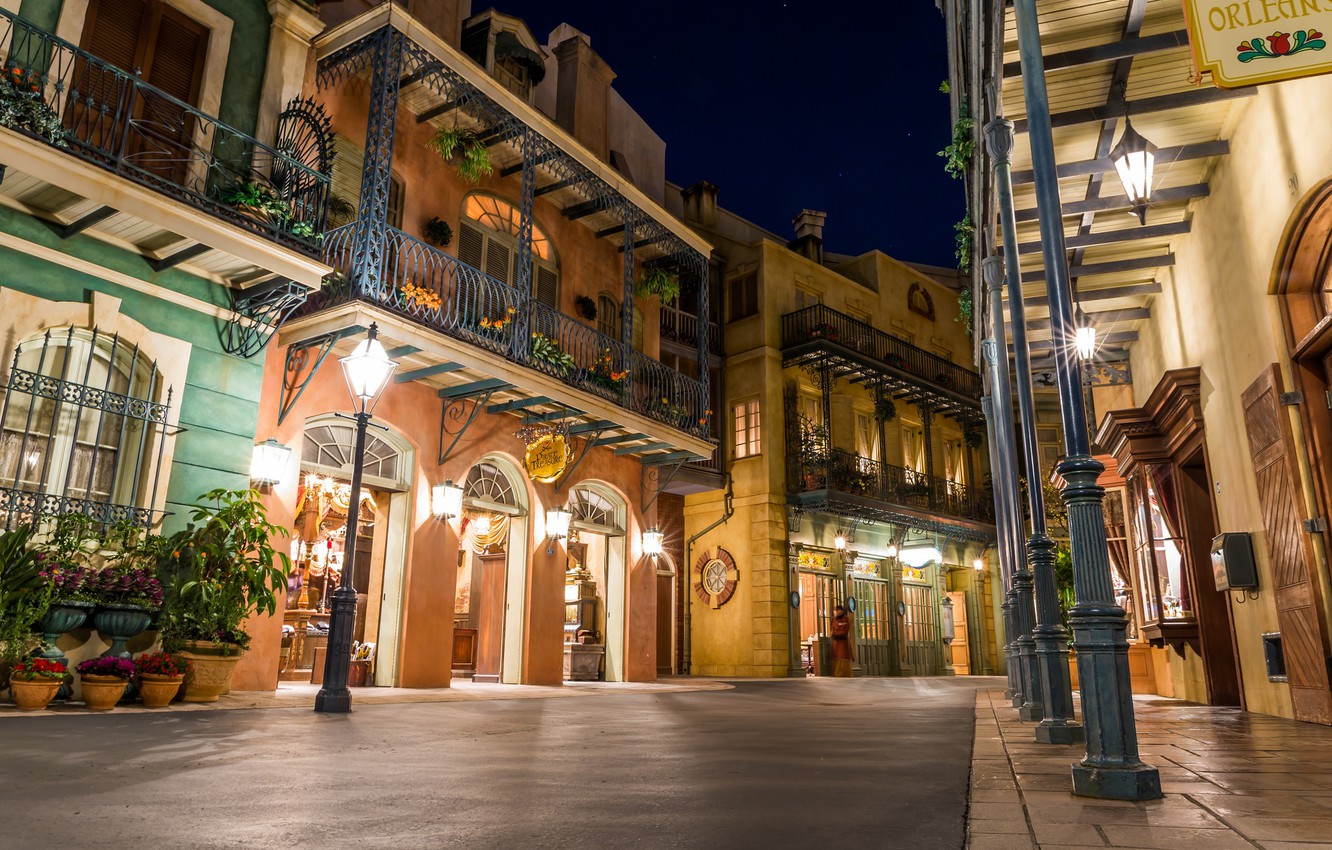 Photo Wallpaper Street, Ca, Disneyland, California, - Main Street Usa Night - HD Wallpaper 