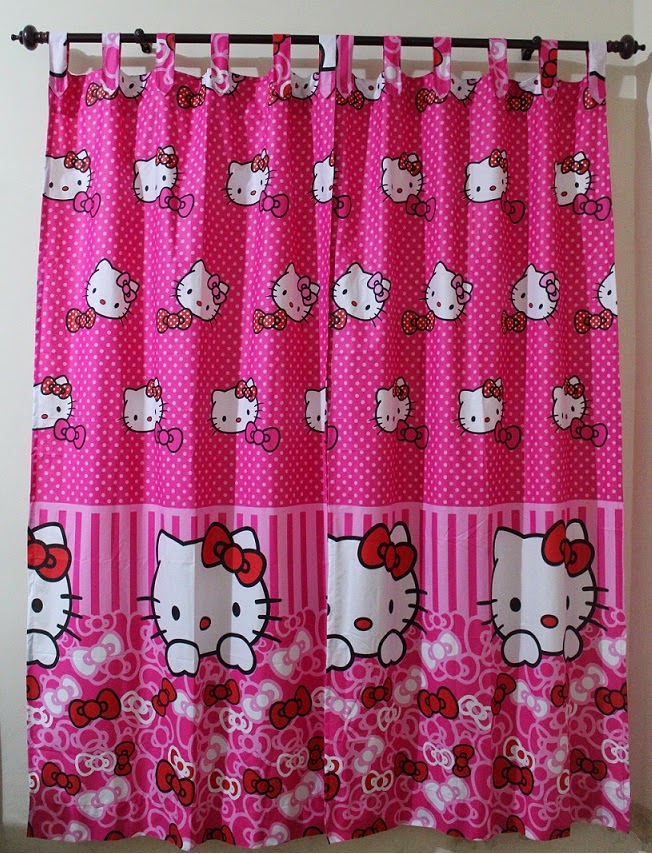 Harga Wallpaper Dinding Hello Kitty Per Meter - Gorden Motif Hello Kitty - HD Wallpaper 