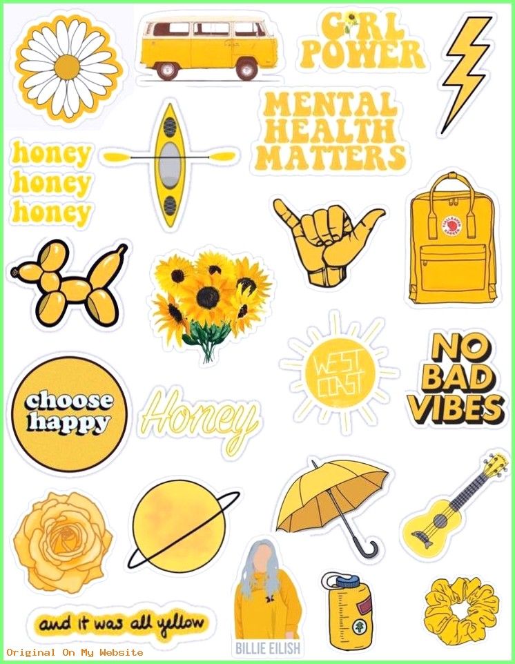 Aesthetic Stickers Yellow - HD Wallpaper 